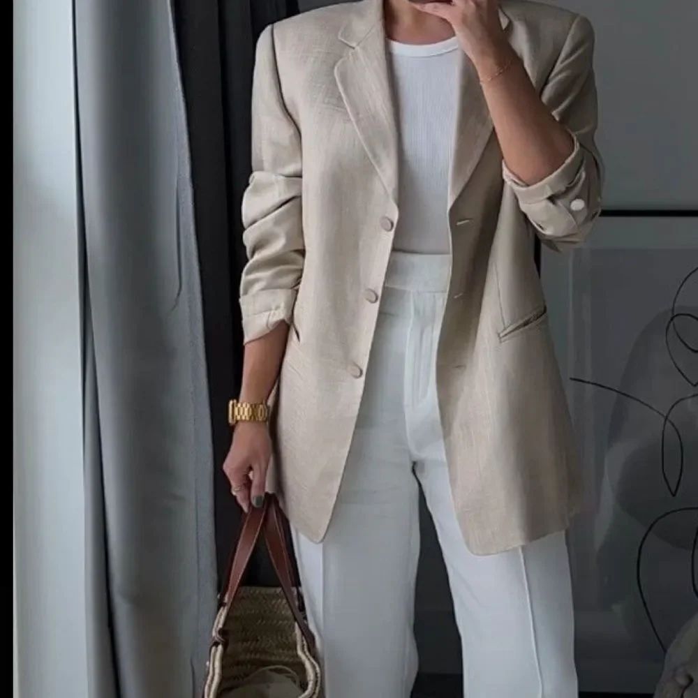 100% linen tan blazer
